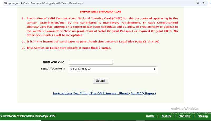  PPSC Admission letter 
